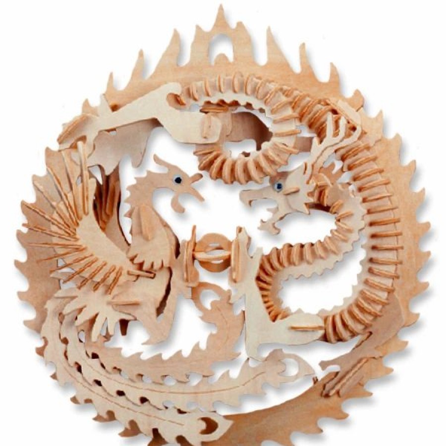 * All4Lessshop 3-D Wooden Puzzle Lucky Dragon And Phoenix -Affordable Gift For Your Little One! Item #Dchi-Wpz-M035 3-D Wooden Puzzles