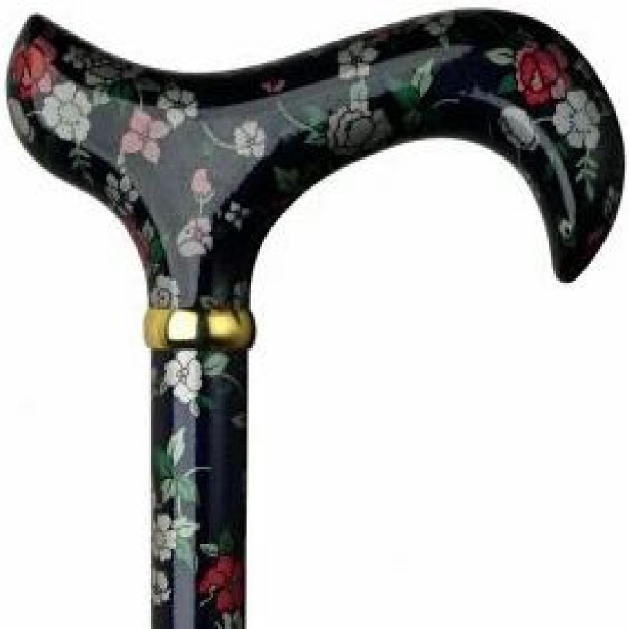 * Harvy Uni Derby Cane Blue Bouquet Floral Print Offset -Affordable Gift For Your Loved One! Item #Dhar-16700 Walking Canes