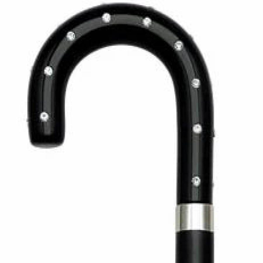 * Harvy Ladies Crook Cane Black Shaft, Plexi Handle -Affordable Gift For Your Loved One! Item #Dhar-18800 Walking Canes