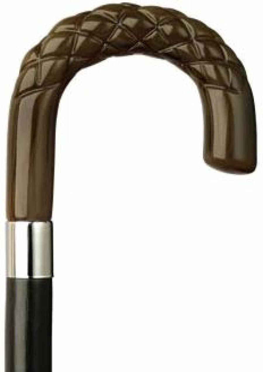 * Harvy Men Diamond Crook Cane Maple With Horn Handle -Affordable Gift For Your Loved One! Item #Dhar-12111 Walking Canes