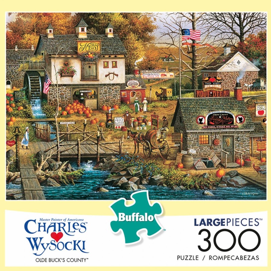 * Buffalo Games Charles Wysocki Olde Buck'S County 300 Large Piece Jigsaw Puzzle Fall Puzzles