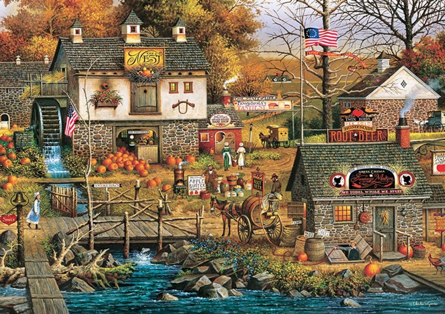 * Buffalo Games Charles Wysocki Olde Buck'S County 300 Large Piece Jigsaw Puzzle Fall Puzzles