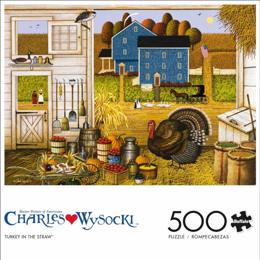 * Buffalo Games Charles Wysocki Americana: Turkey In The Straw 500 Piece Jigsaw Puzzle Fall Puzzles