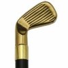 * Harvy Gold Plated Golf Wedge Cane Black Maple, Brass Handle -Affordable Gift For Your Loved One! Item #Dhar-15380 Walking Canes