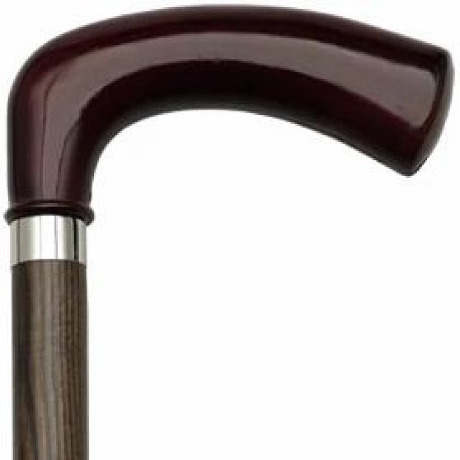 * Harvy Men Opera Cane Walnut Ash Shaft, Burgundy Nylon Handle -Affordable Gift For Your Loved One! Item #Dhar-57007 Walking Canes