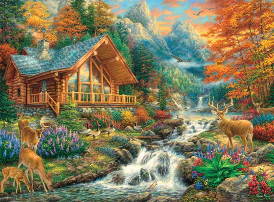 * Buffalo Games Chuck Pinson Alpine Serenity 1000 Piece Jigsaw Puzzle Fall Puzzles