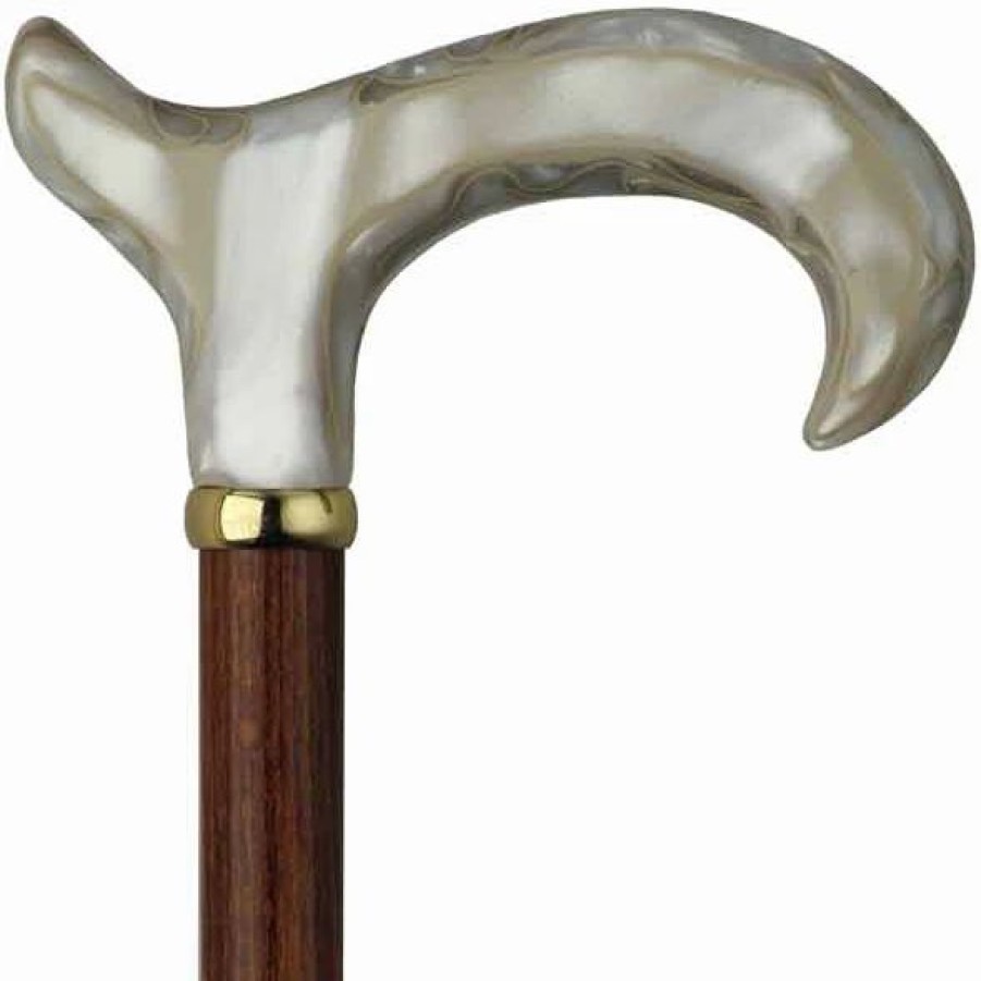 * Harvy Ladies Derby Cane Cherry Shaft, Pearly Lucite Handle -Affordable Gift For Your Loved One! Item #Dhar-78350 Walking Canes