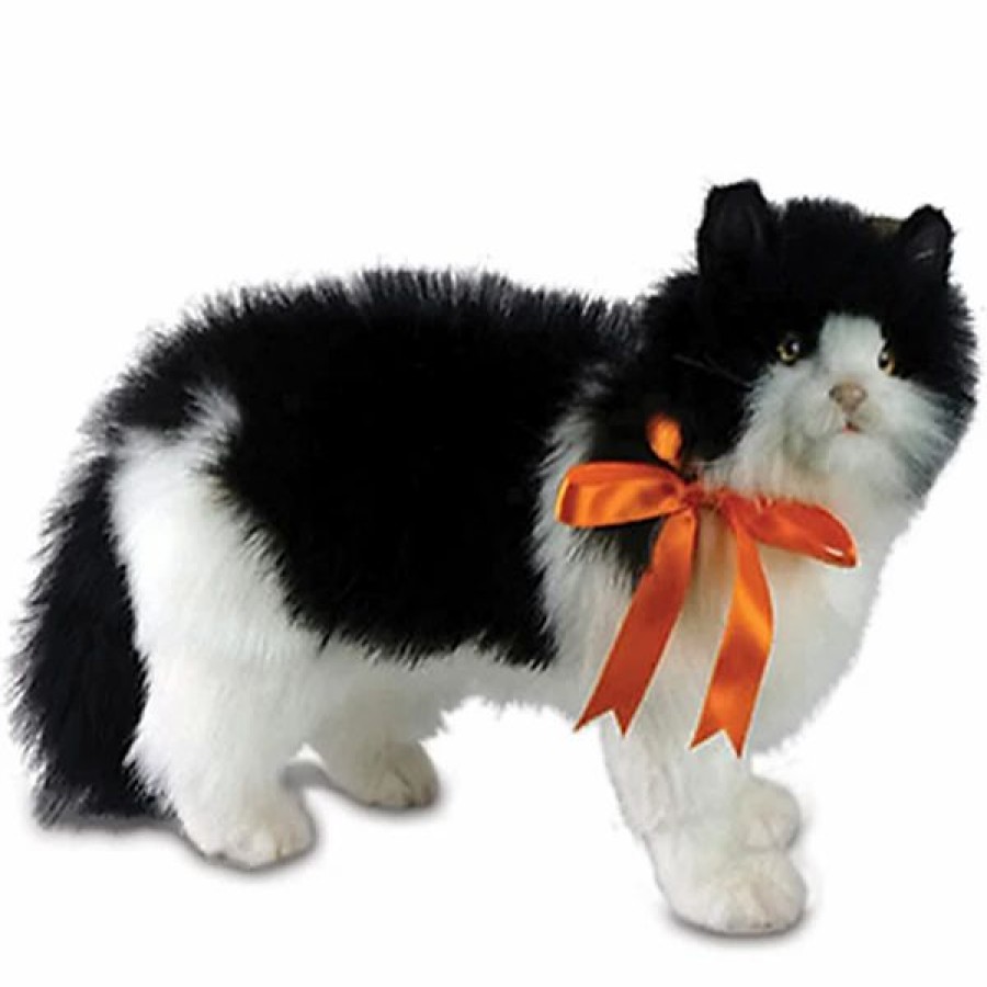 * Black & White Cat Toy Reproduction By Hansa, 16" Long -Affordable Gift For Your Little One! Item #Dhan-4221 Hansa Animals