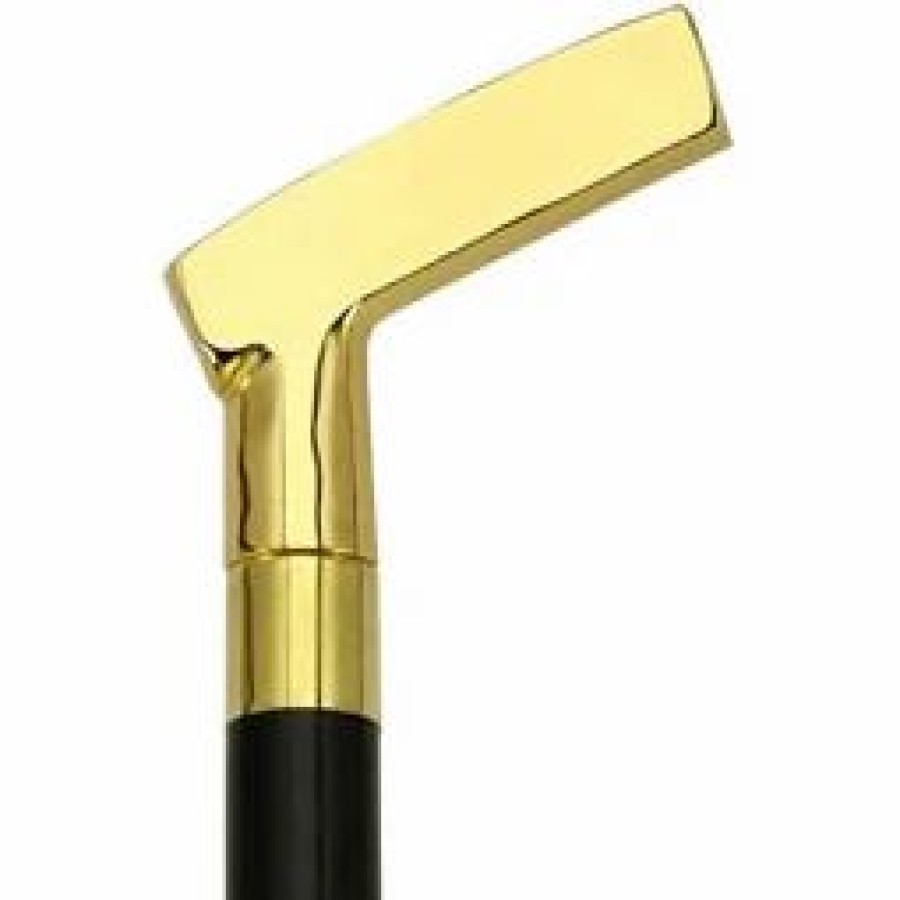 * Harvy Gold Plated Golf Putter Cane Black Maple, Brass Handle -Affordable Gift For Your Loved One! Item #Dhar-15360 Walking Canes