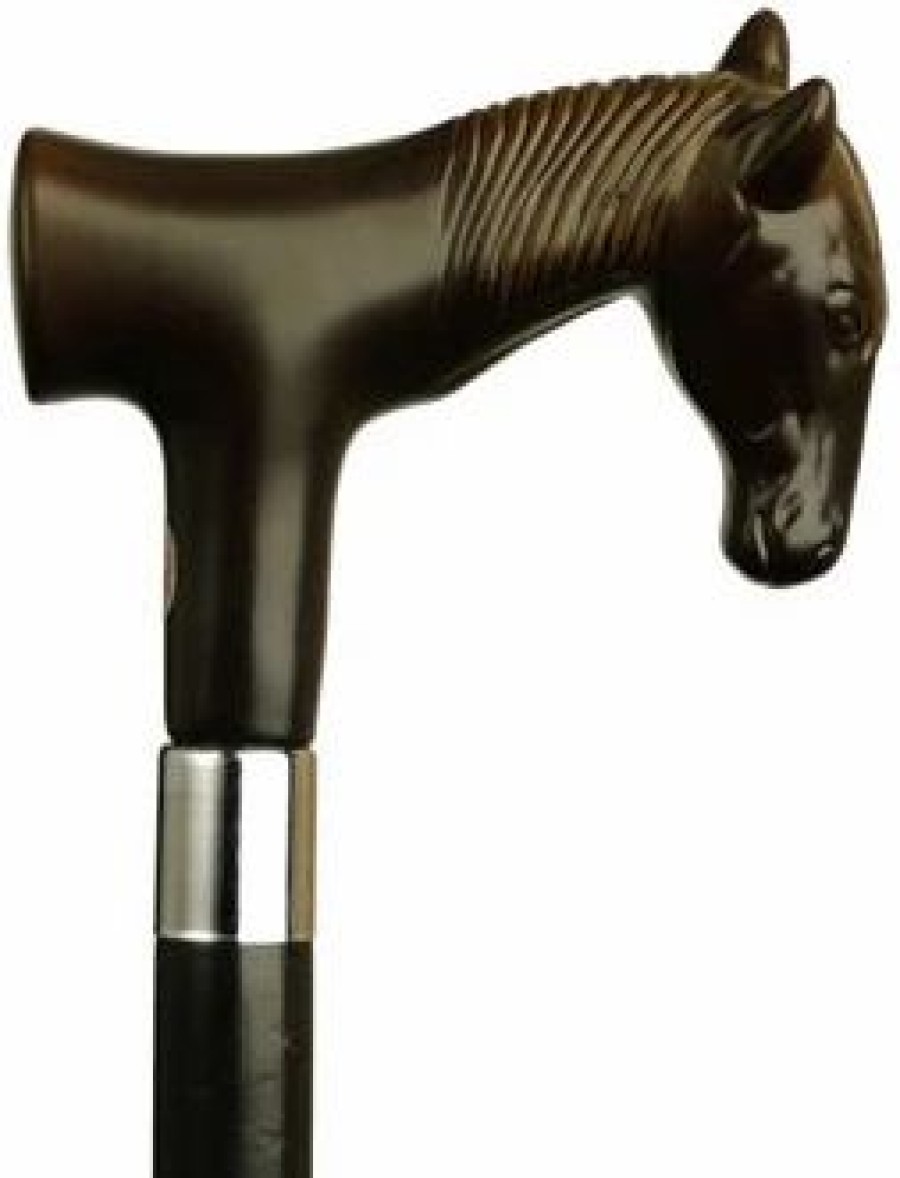 * Harvy Uni Horse Head Derby Black Maple Cane, Brown Handle -Affordable Gift For Your Loved One! Item #Dhar-14040 Walking Canes