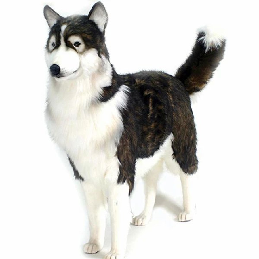 * Black/Beige Husky Toy Reproduction By Hansa, 45" Long -Affordable Gift For Your Little One! Item #Dhan-5046 Hansa Animals