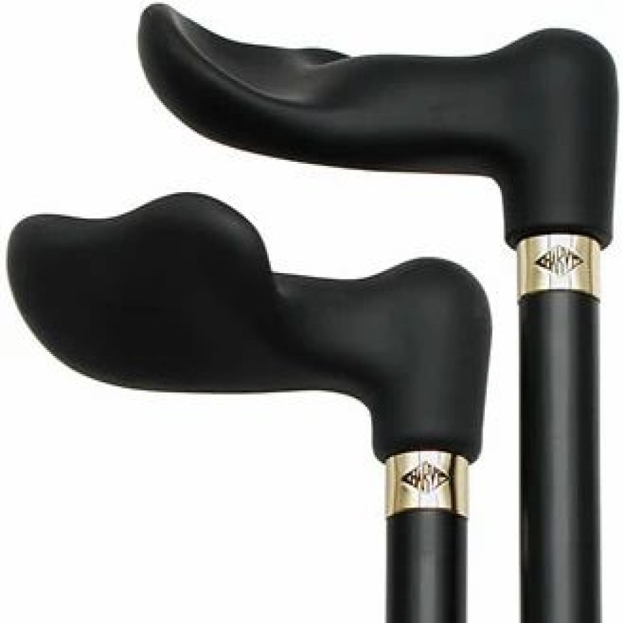 * Harvy Soft Touch Palm Grip Cane Black With Satin Black Handle -Affordable Gift For Your Loved One! Item #Dhar-07872 Walking Canes