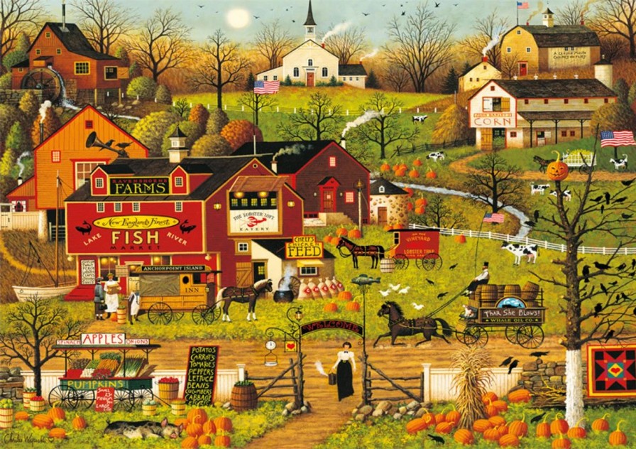 * Buffalo Games Charles Wysocki Blackbirds Roost At Mill Creek 500 Piece Jigsaw Puzzle Fall Puzzles