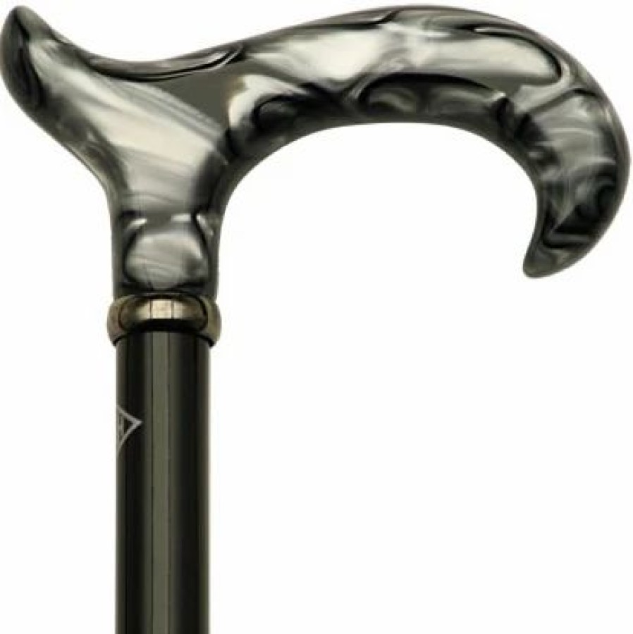 * Harvy Ladies Black Derby Cane Onyx Pearl Lucite Handle -Affordable Gift For Your Loved One! Item #Dhar-07838 Walking Canes