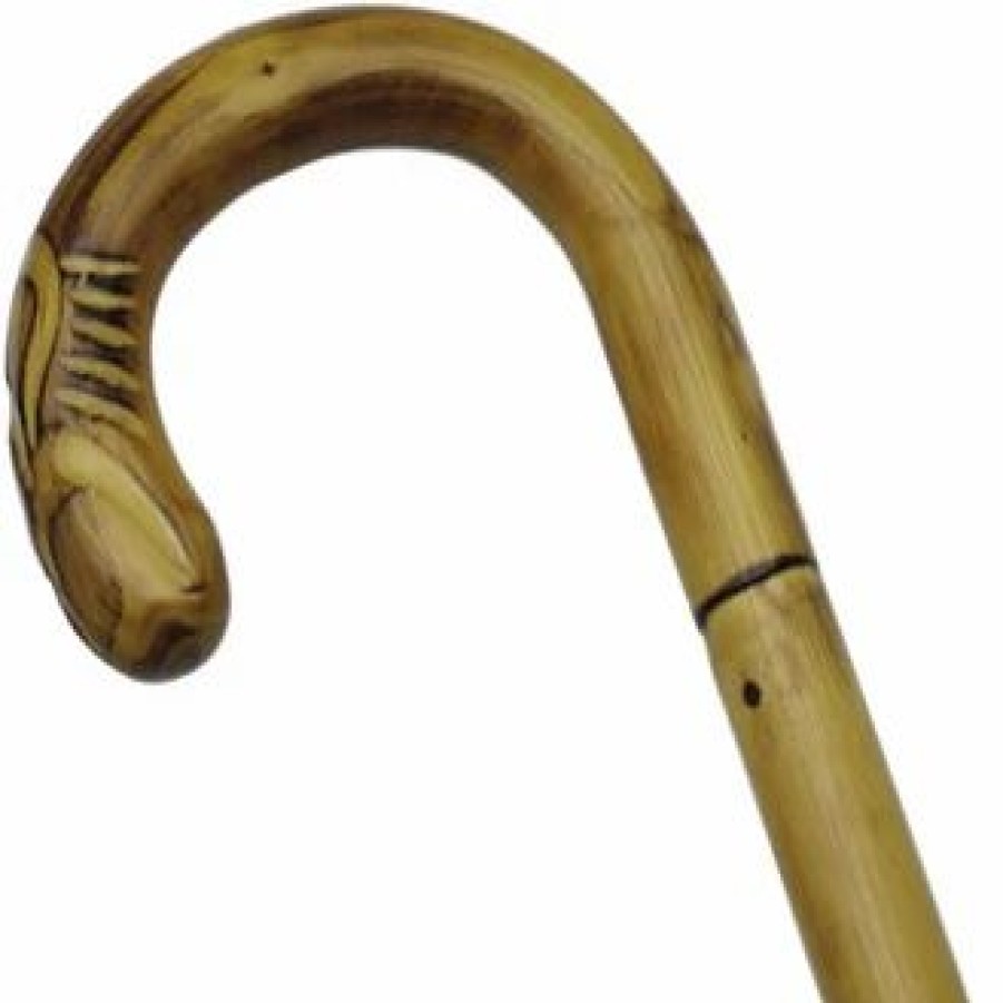 * Harvy Men Carved Nose Crook Cane Stepped/Scorched Chestnut -Affordable Gift For Your Loved One! Item #Dhar-63009 Walking Canes