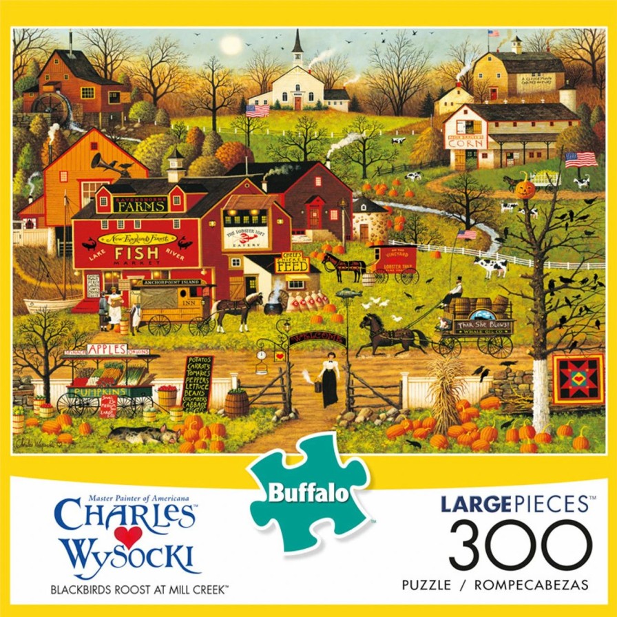 * Buffalo Games Charles Wysocki Blackbirds Roost At Mill Creek 300 Large Piece Jigsaw Puzzle Fall Puzzles