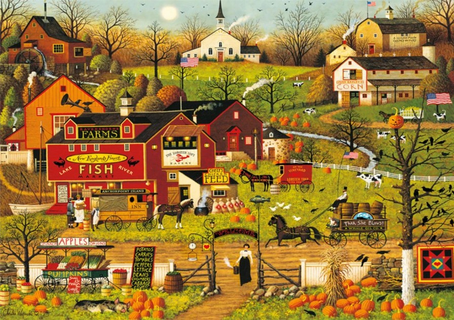 * Buffalo Games Charles Wysocki Blackbirds Roost At Mill Creek 300 Large Piece Jigsaw Puzzle Fall Puzzles