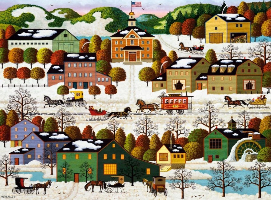 * Buffalo Games Charles Wysocki: Blossom River Junction 1000 Piece Jigsaw Puzzle Fall Puzzles