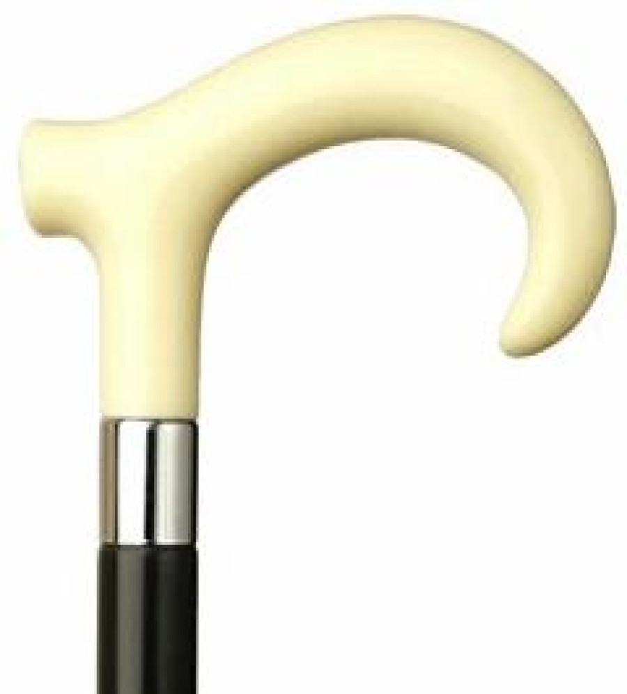 * Harvy Men Derby Hook Cane Black Maple Shaft, Ivory Handle -Affordable Gift For Your Loved One! Item #Dhar-12018 Walking Canes