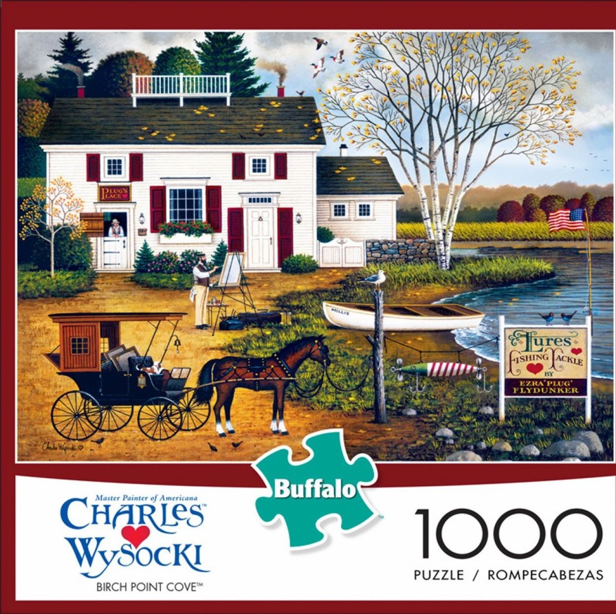 * Buffalo Games Charles Wysocki Birch Point Cove 1000 Piece Jigsaw Puzzle Fall Puzzles