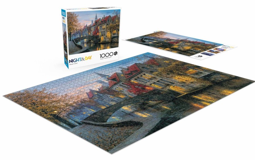 * Buffalo Games Night & Day: Dreamy Canal 1000 Piece Puzzle Fall Puzzles