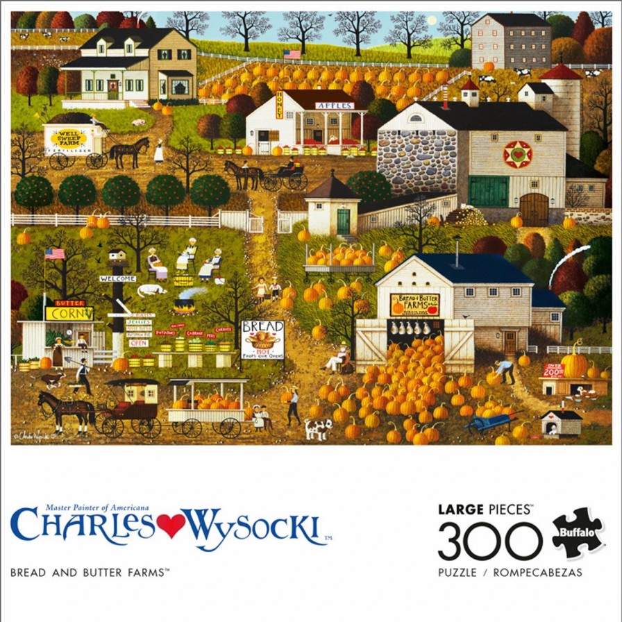 * Buffalo Games Charles Wysocki Bread And Butter Farms 300 Large Piece Jigsaw Puzzle Fall Puzzles