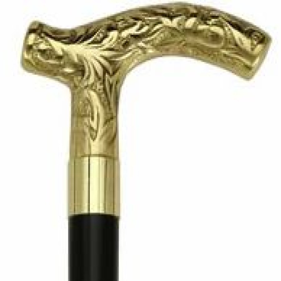 * Harvy Men Embossed Derby Cane Black Maple, Solid Brass Handle -Affordable Gift For Your Loved One! Item #Dhar-11248 Walking Canes