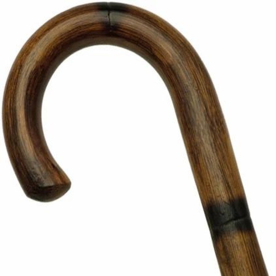 * Harvy Uni Round Nose Crook Cane Stepped/Scorched Manilla -Affordable Gift For Your Loved One! Item #Dhar-81000 Walking Canes