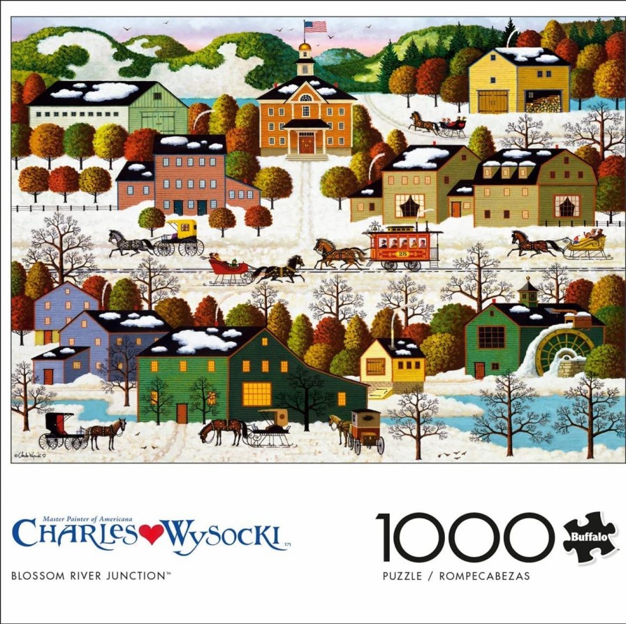 * Buffalo Games Charles Wysocki: Blossom River Junction 1000 Piece Jigsaw Puzzle Fall Puzzles