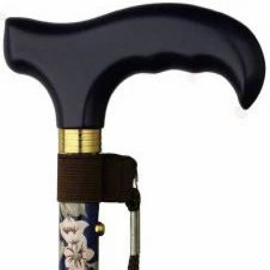 * Harvy Folding Adjustable Derby Cane Dogwood Aluminum Shaft , Dark Blue Solid Wood Handle -Affordable Gift For Your Loved One! Item #Dhar-52721 Walking Canes