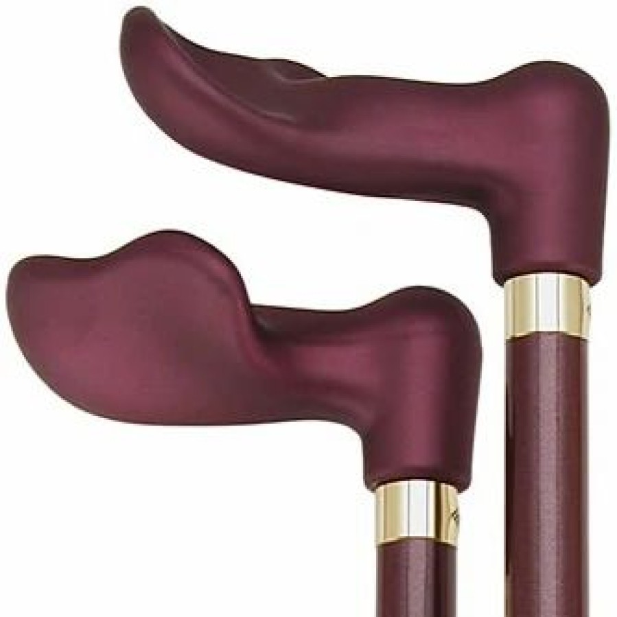 * Harvy Palm Grip Cane Burgundy/Black With Raspberry Handle -Affordable Gift For Your Loved One! Item #Dhar-07874 Walking Canes