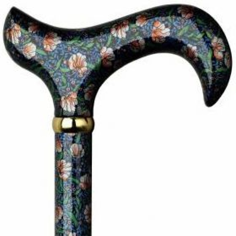 * Harvy Uni Derby Cane Trumpet Vine Floral Print High Gloss -Affordable Gift For Your Loved One! Item #Dhar-16680 Walking Canes