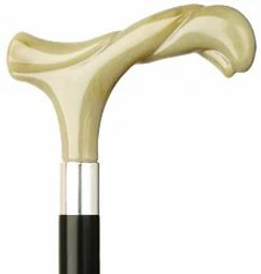 * King Of Canes Rope Carved Derby Black Cane With Ivory Handle -Affordable Gift For Your Loved One! Item #Dhar-12048 Walking Canes