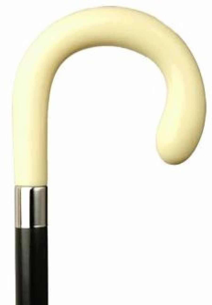 * Harvy Men Crook Cane Black Maple Shaft, Ivory Handle -Affordable Gift For Your Loved One! Item #Dhar-12128 Walking Canes