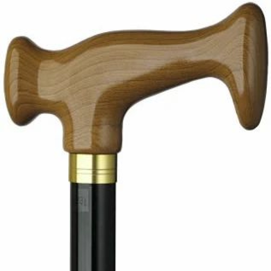 * King Of Canes Adjustable J-Line Black Aluminum Cane, Maple Handle -Affordable Gift For Your Loved One! Item #Dhar-52060 Walking Canes