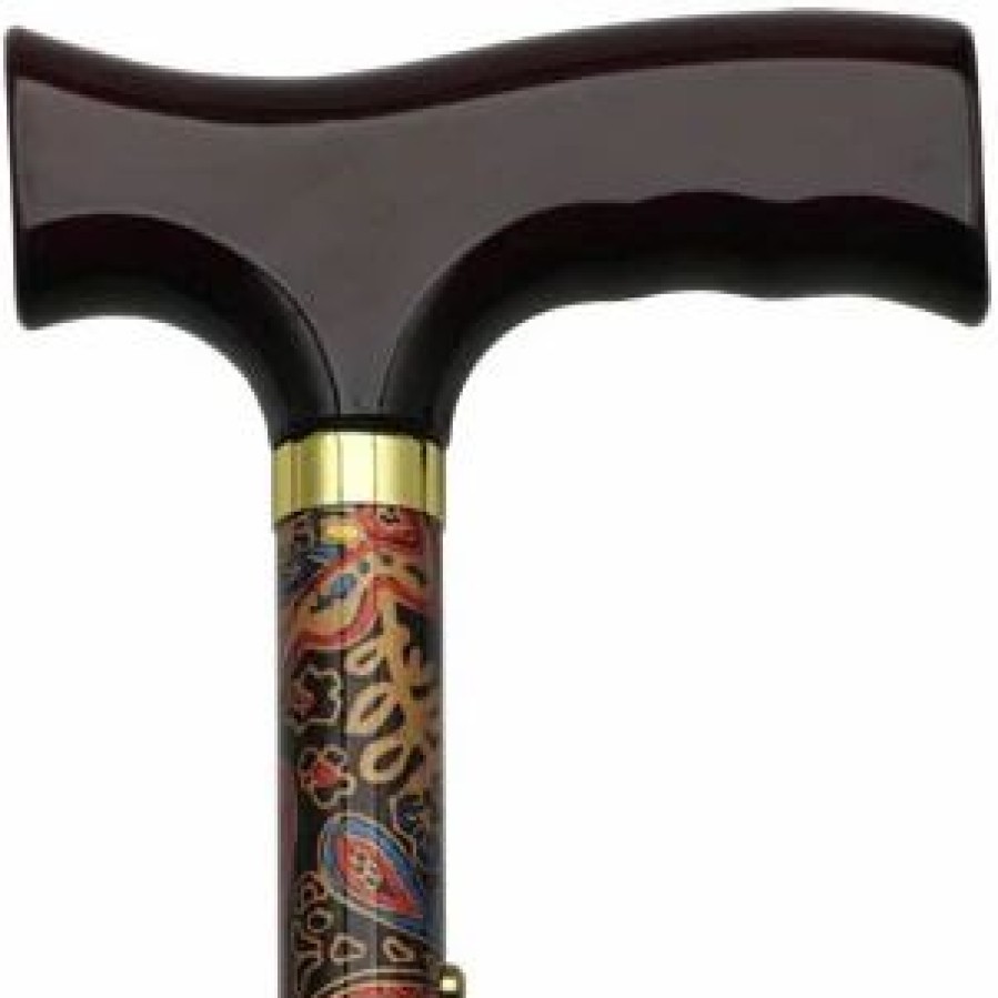 * Harvy Adjustable Fritz Cane Paisley Aluminum Shaft , Brown Solid Wood Handle -Affordable Gift For Your Loved One! Item #Dhar-52533 Walking Canes