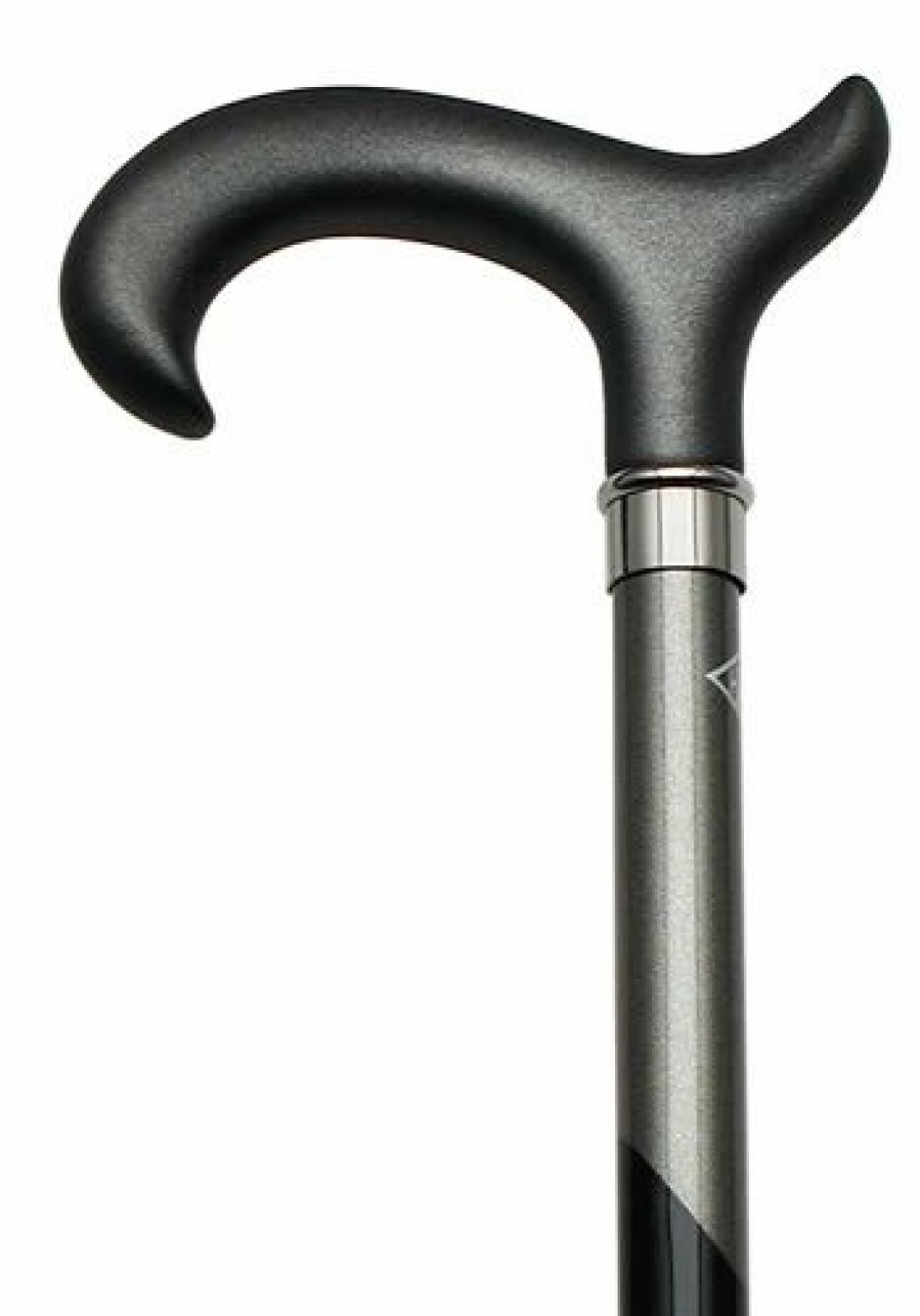 * Harvy Ladies Soft Touch Cane Black Silver Grey Handle -Affordable Gift For Your Loved One! Item #Dhar-07862 Walking Canes