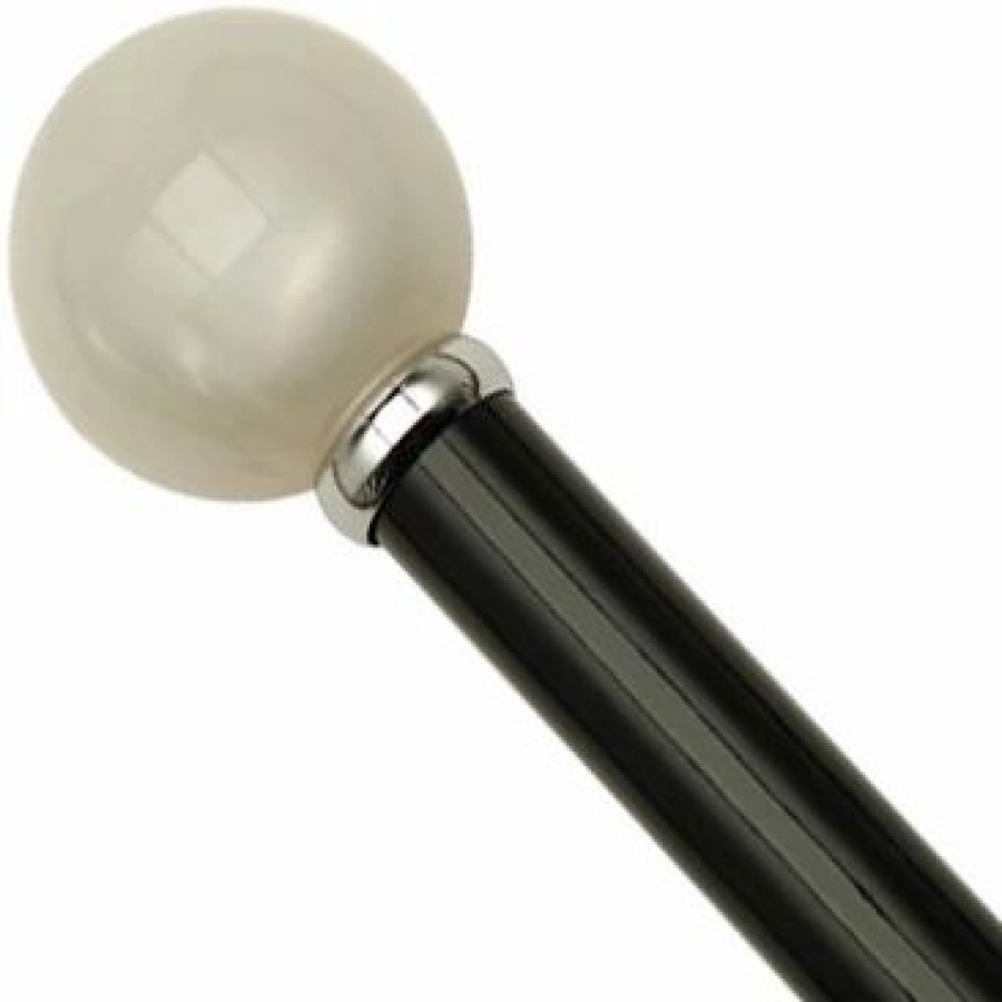 * Harvy Ball Knob Cane High Gloss Black Shaft, Pearlized Handle -Affordable Gift For Your Loved One! Item #Dhar-01526 Walking Canes