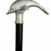 * Harvy Uni Dolphin Derby Cane Black, Silver Finish Handle -Affordable Gift For Your Loved One! Item #Dhar-11178 Walking Canes