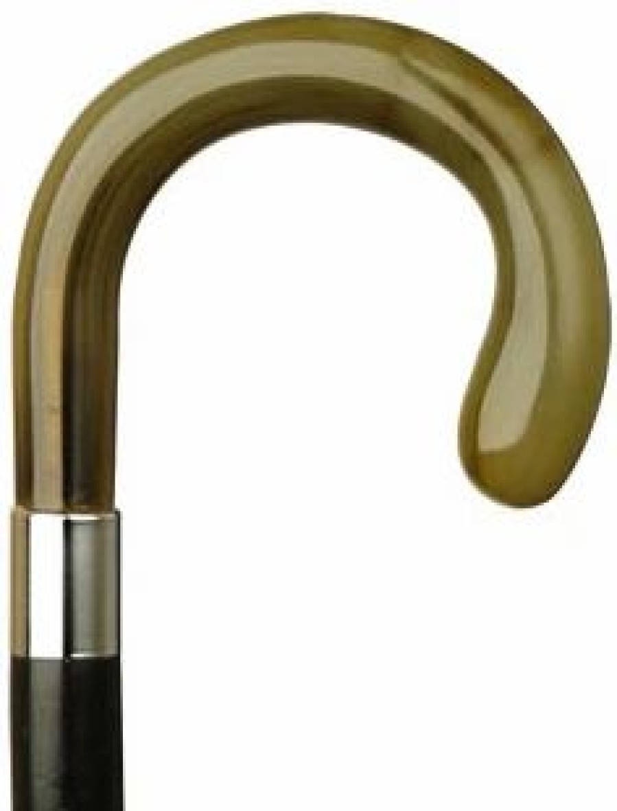 * Harvy Ladies Bulb Nose Crook Black Maple Cane, Horn Handle -Affordable Gift For Your Loved One! Item #Dhar-13111 Walking Canes