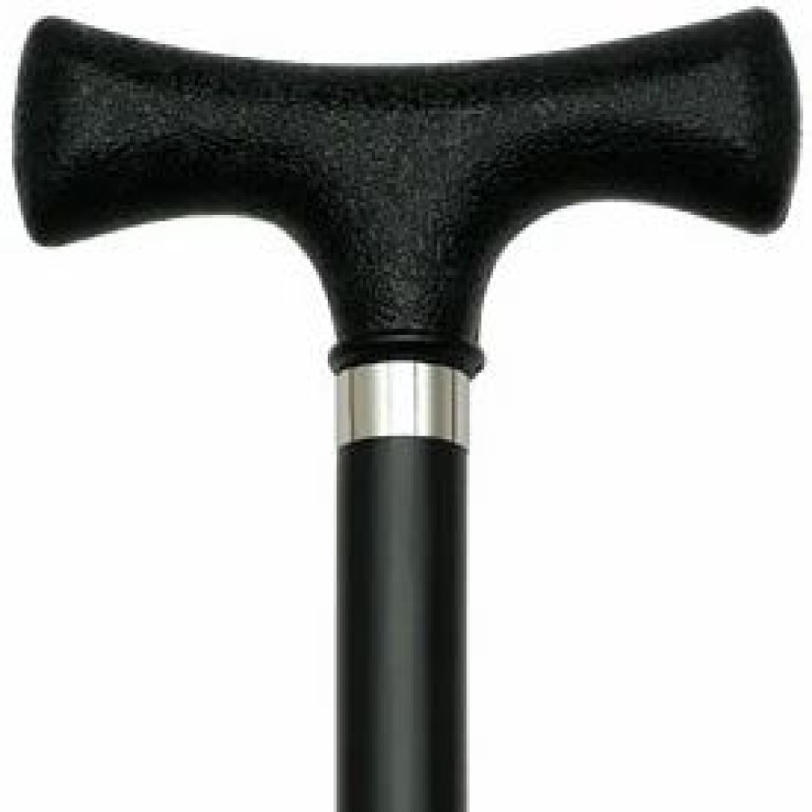 * Harvy Men T Cane Black Ash Shaft, Black Nylon Handle -Affordable Gift For Your Loved One! Item #Dhar-54008 Walking Canes