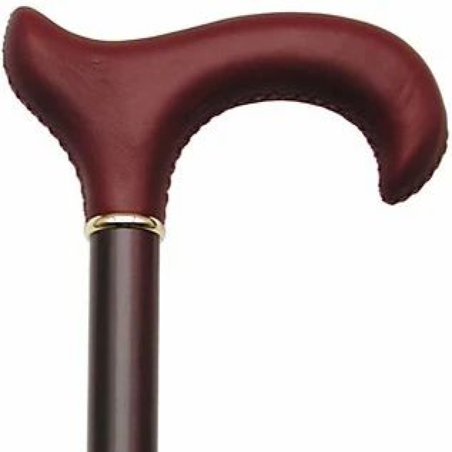 * Harvy Uni Genuine Leather Covered Derby Cane, Burgundy -Affordable Gift For Your Loved One! Item #Dhar-07665 Walking Canes