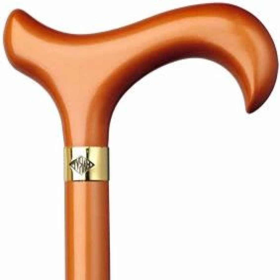 * King Of Canes Ladies Derby Cane High Gloss Metallic Terracotta -Affordable Gift For Your Loved One! Item #Dhar-07814 Walking Canes