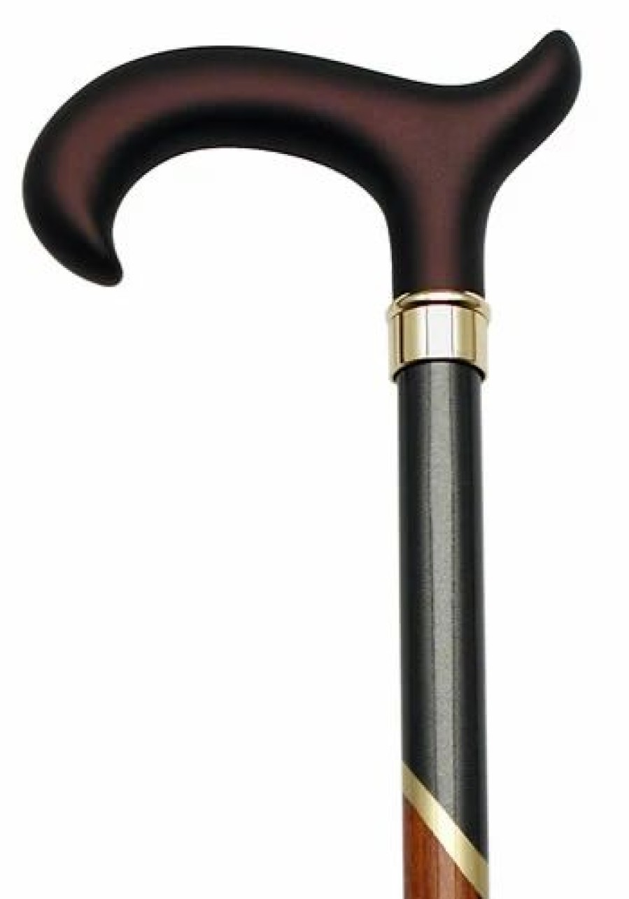 * Harvy Men Soft Touch Cane Cherry With Metallic Gold Accent -Affordable Gift For Your Loved One! Item #Dhar-07661 Walking Canes