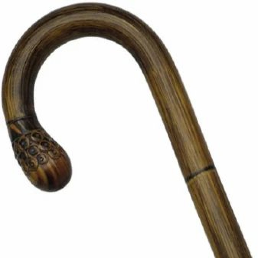 * Harvy Men Simulated Bamboo Bulb Nose Cane Stepped Manilla -Affordable Gift For Your Loved One! Item #Dhar-66000 Walking Canes