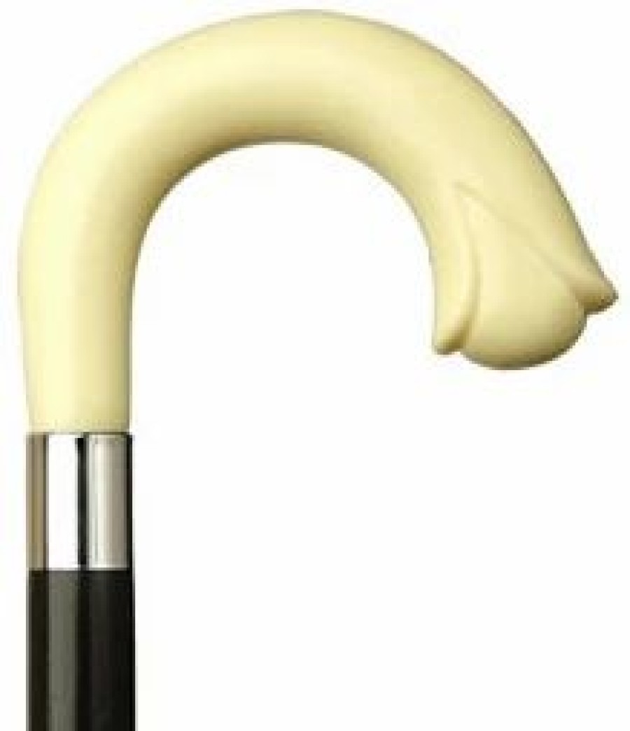 * Harvy Carved Nose Crook Cane Black Maple Shaft, Ivory Handle -Affordable Gift For Your Loved One! Item #Dhar-12068 Walking Canes